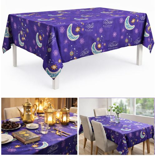 NAPPE RAMADAN VIOLET 150x200 cm - 6 PERSONNES - Motif Lunes مفرش رمضان – بنفسجي